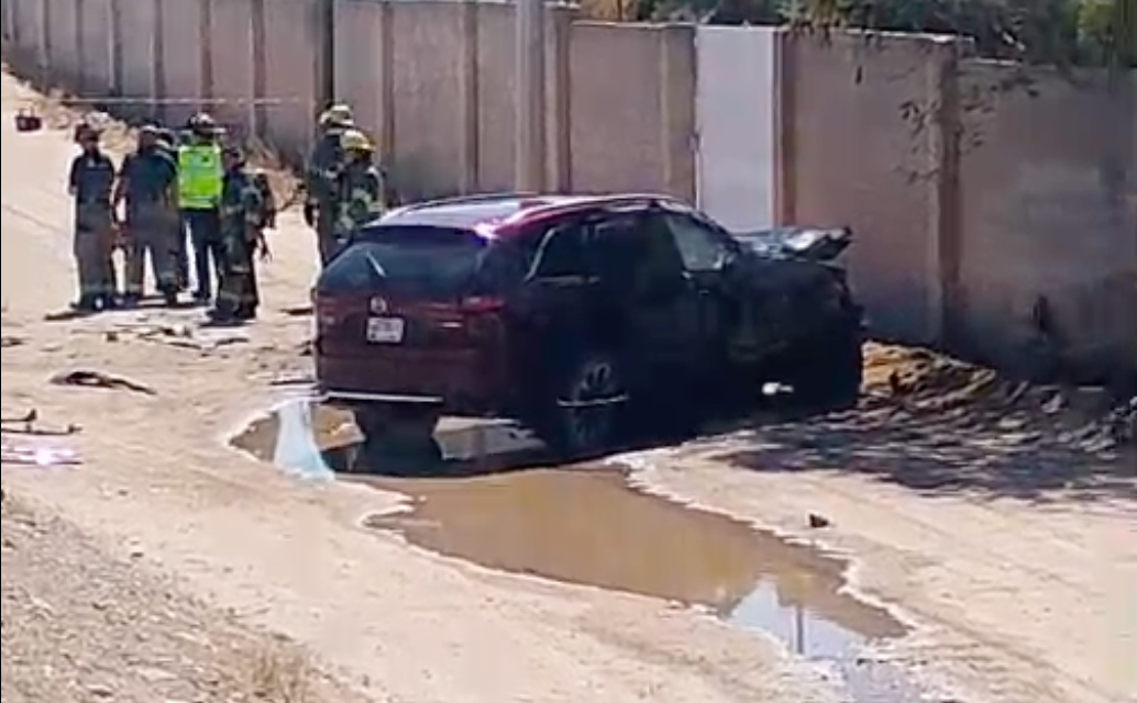 Unidades policiacas tras la persecución registrada en San Pedro El Saucito.